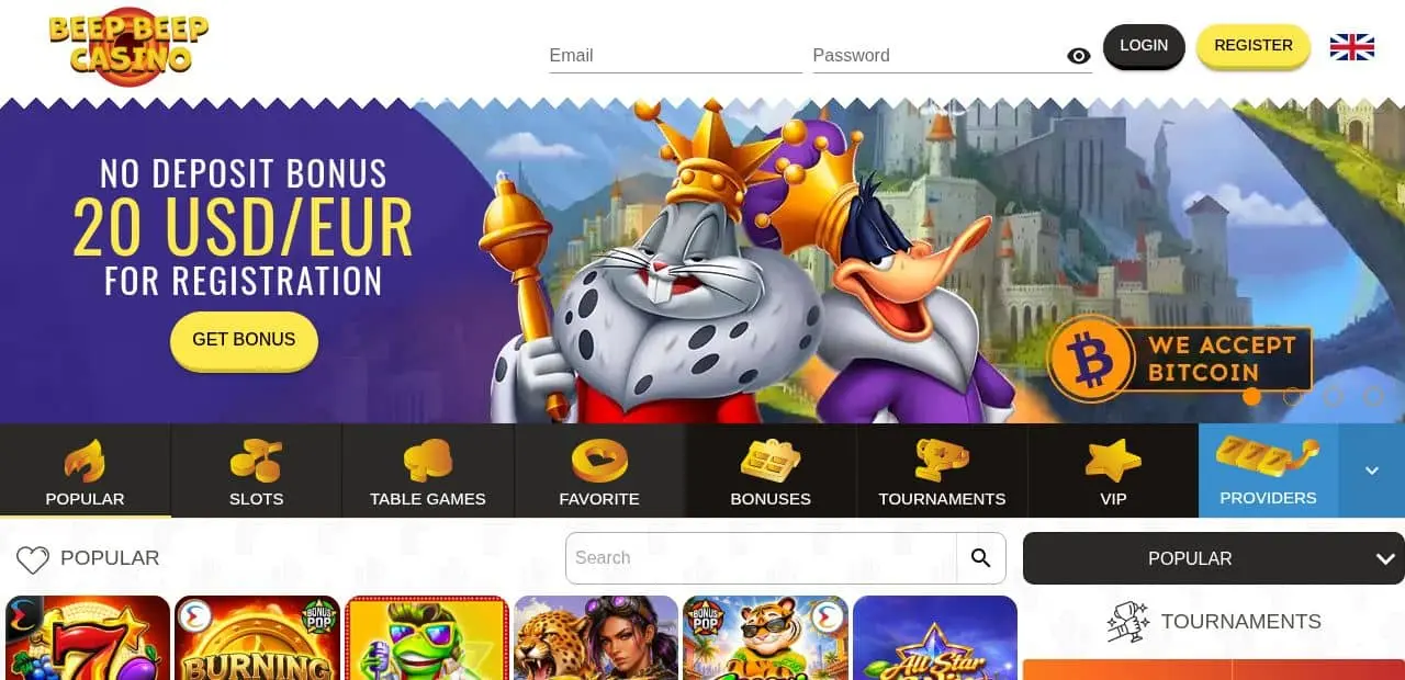 Beep Beep Casino Homepage