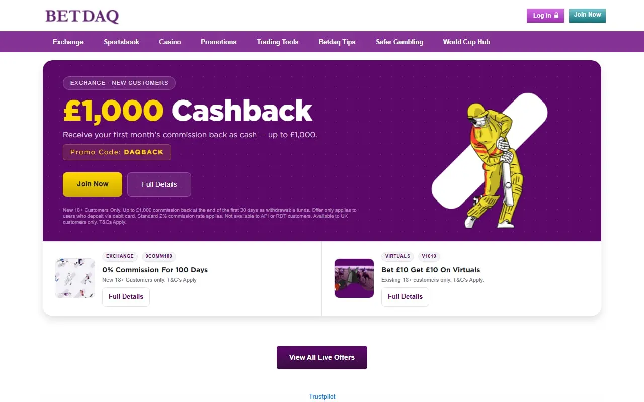Betdaq Homepage