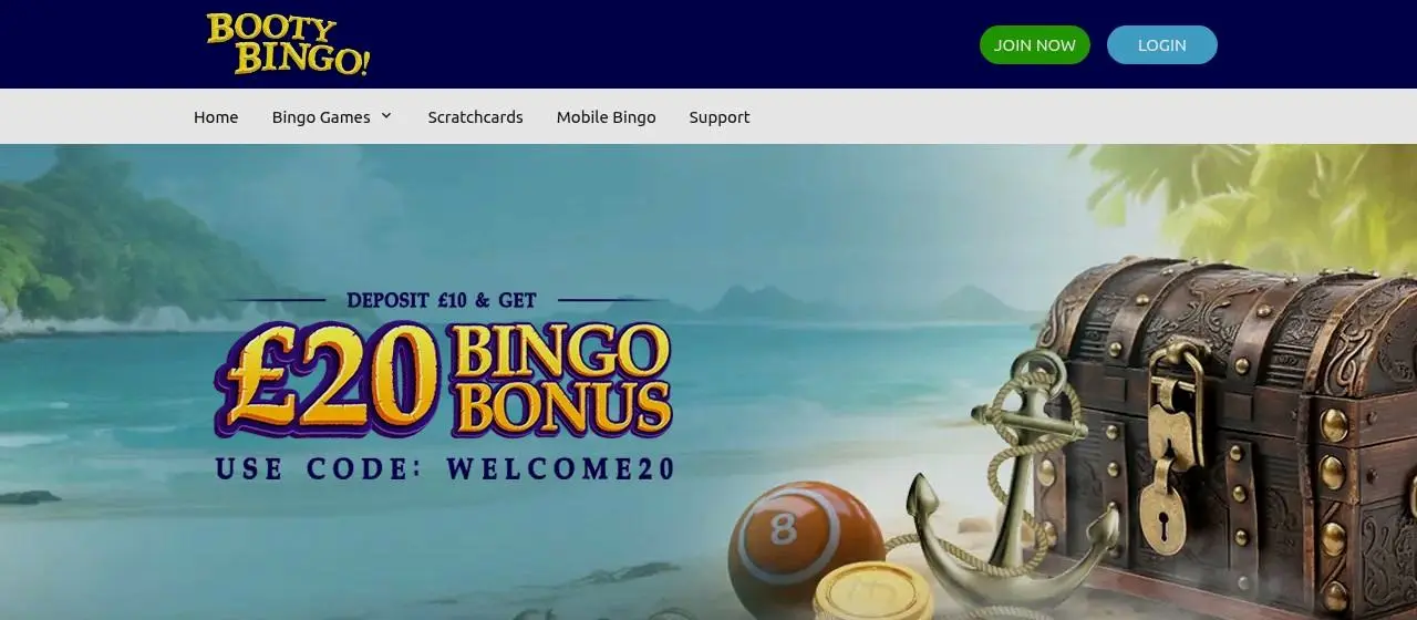 Booty Bingo Homepage Bright Booty Bingo homepage and welcome offer