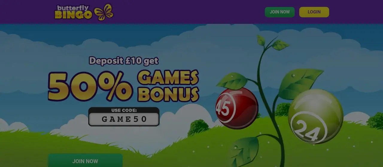 Butterfly Bingo Homepage Butterfly Bingo Homepage screenshot