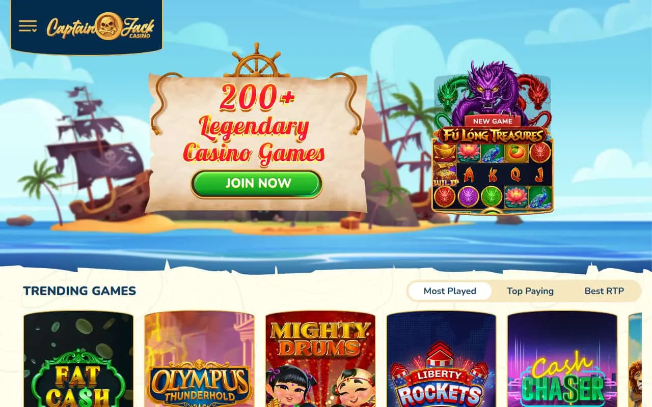 Captain Jack Homepage Captain Jack homepage screenshot