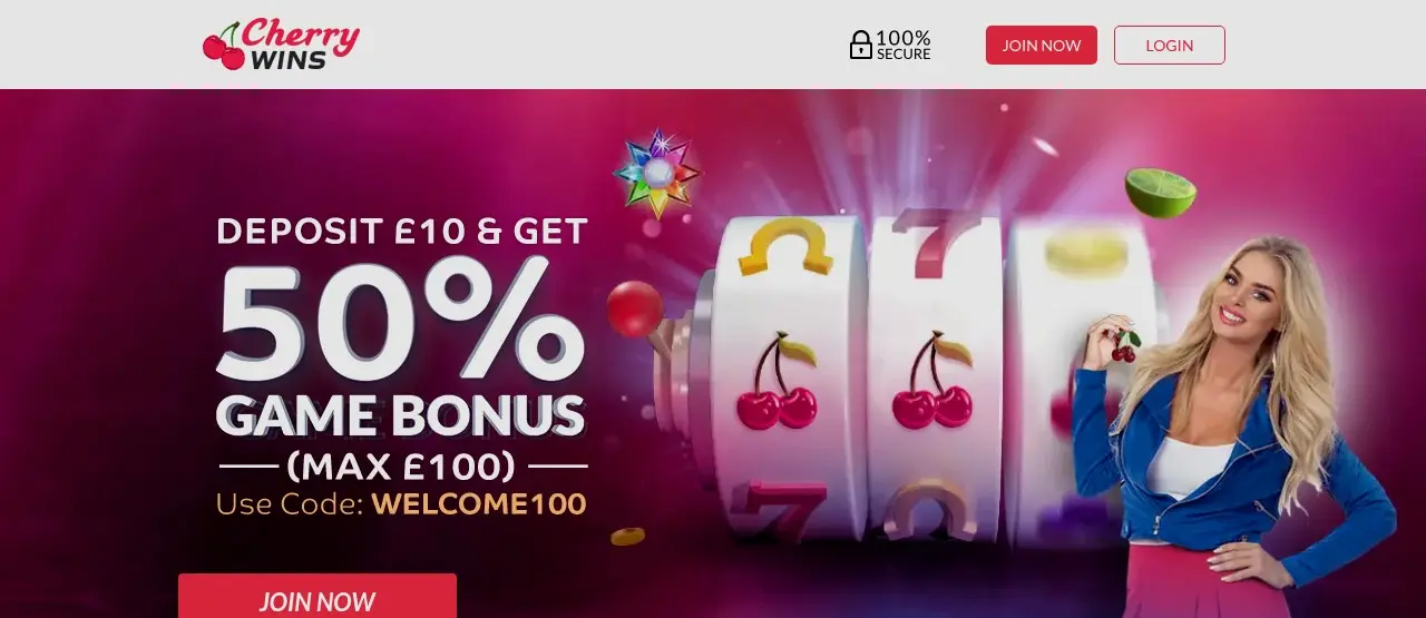Cherry Wins Homepage Cherry Wins homepage welcome offer