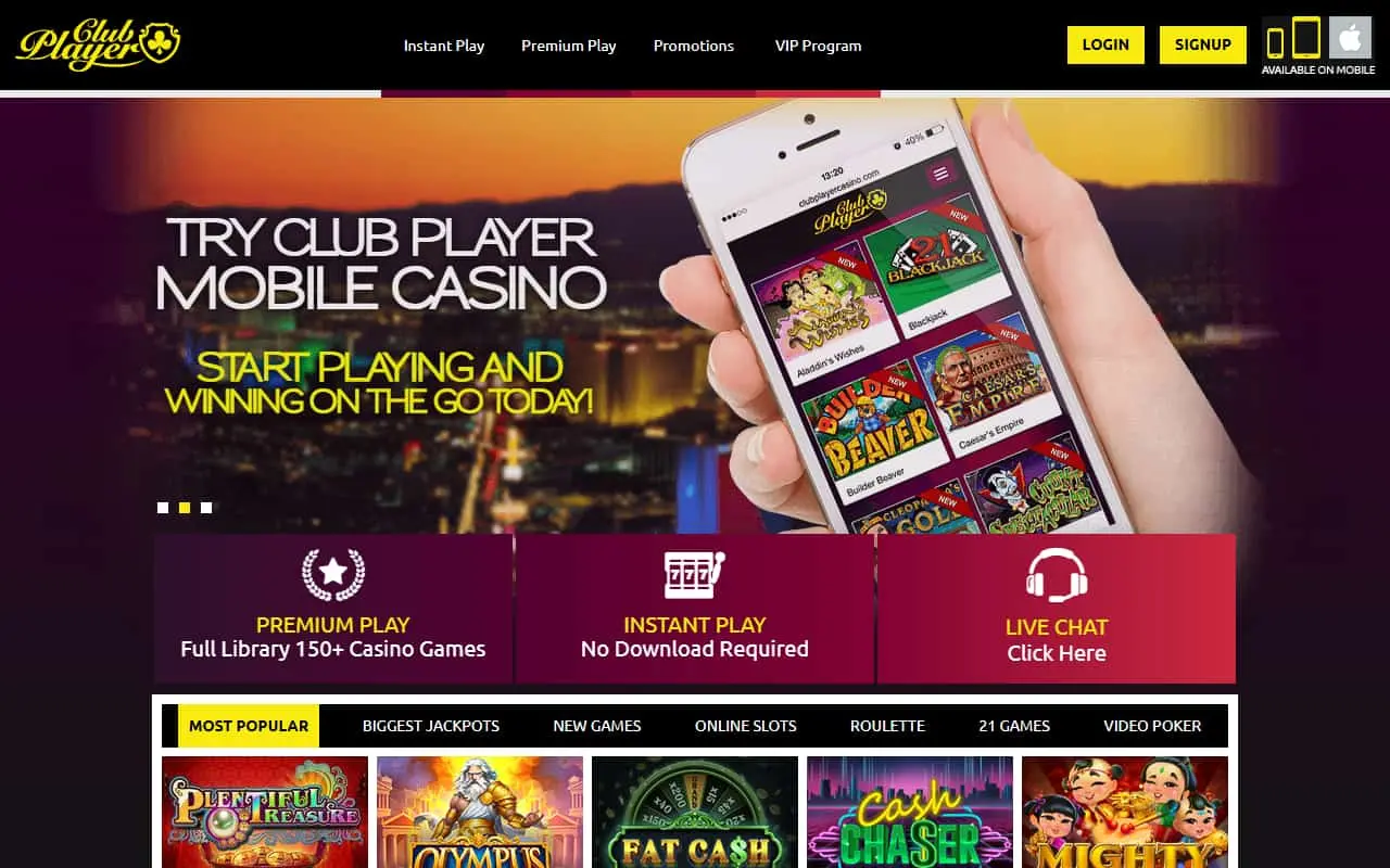 Club Player Homepage Club Player homepage screenshot