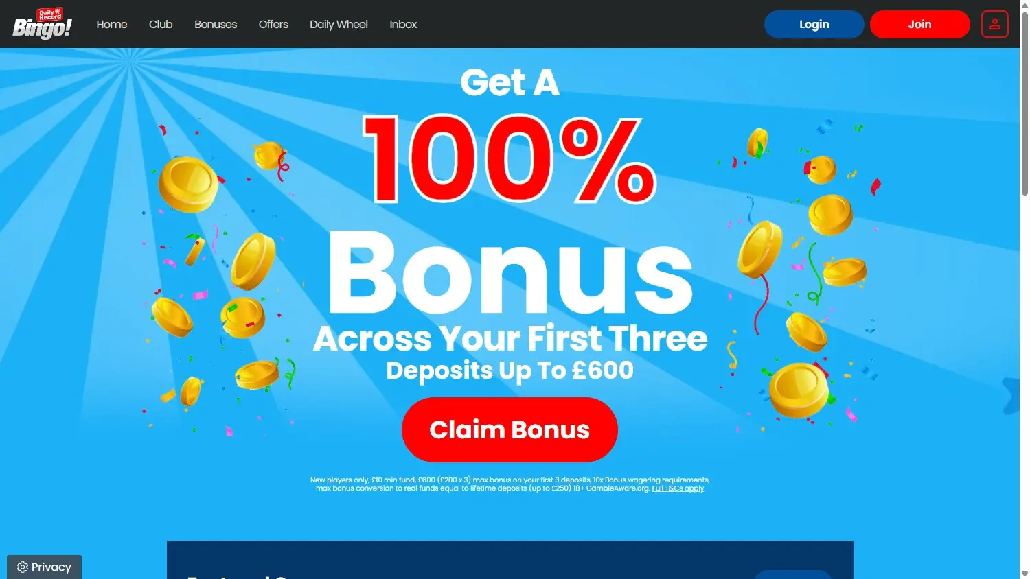 Daily Record Bingo homepage Daily Record Bingo sister site homepage