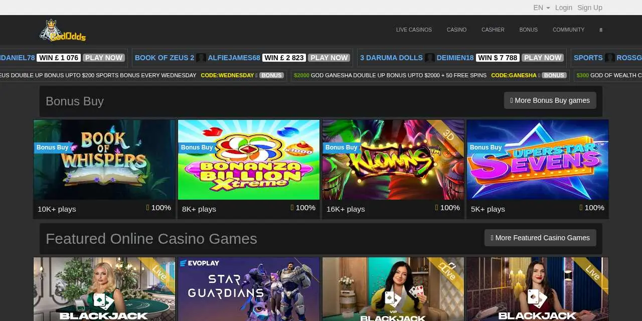 God Odds Homepage God Odds Homepage screenshot