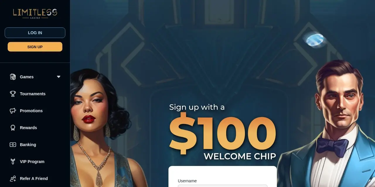 Limitless Casino Homepage Limitless Casino Homepage screenshot