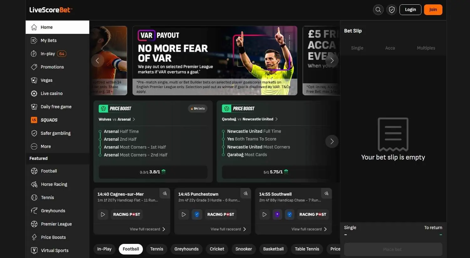 LiveScore Bet Homepage LiveScore Bet Homepage
