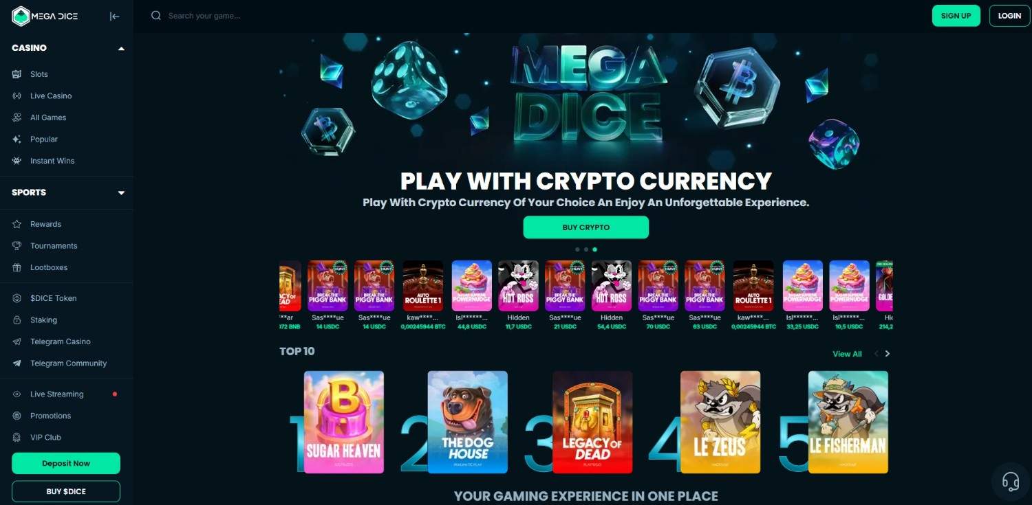 Mega Dice Homepage Mega Dice Homepage