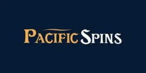 Pacific Spins casino logo on a dark blue background