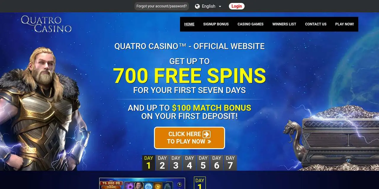 Quatro Casino Homepage Quatro Casino Homepage screenshot