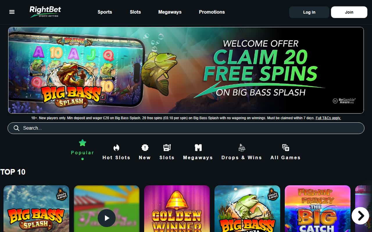 RightBet Homepage RightBet casino homepage