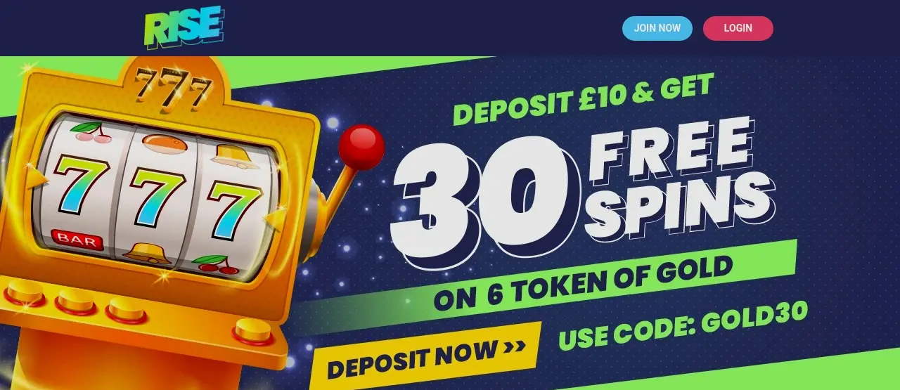 Rise Casino Homepage Rise Casino homepage welcome offer