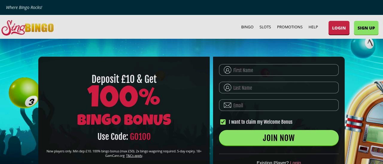 Sing Bingo Homepage Sing Bingo homepage
