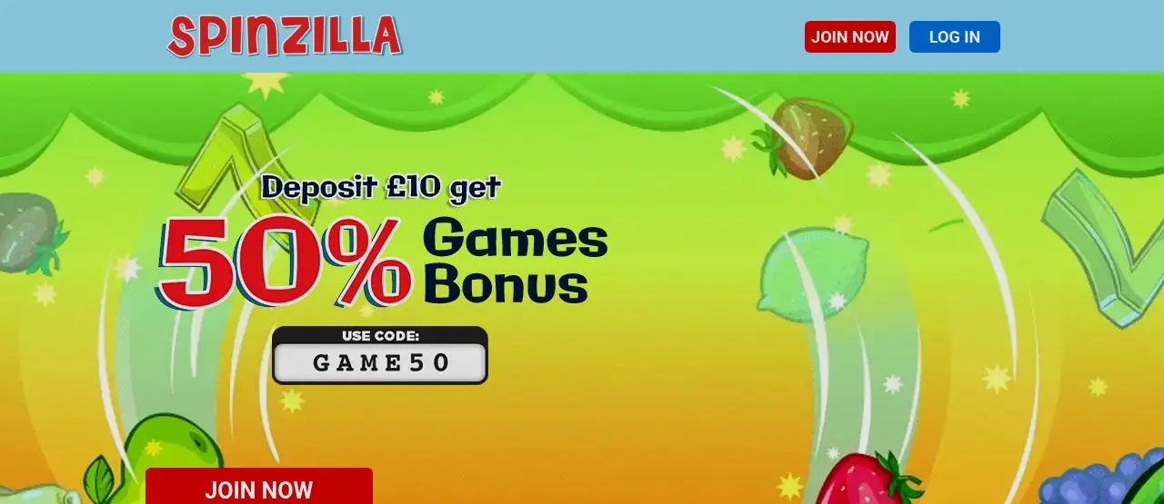 Spinzilla Homepage Spinzilla homepage welcome offer
