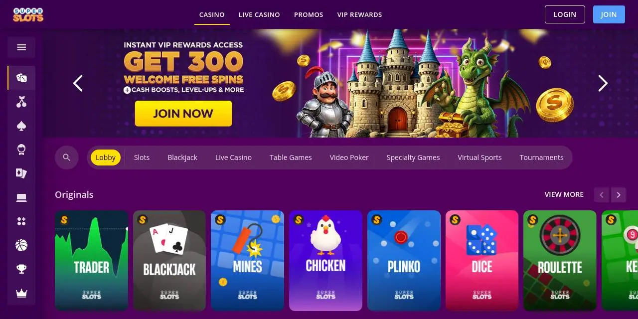 SuperSlots Homepage screenshot