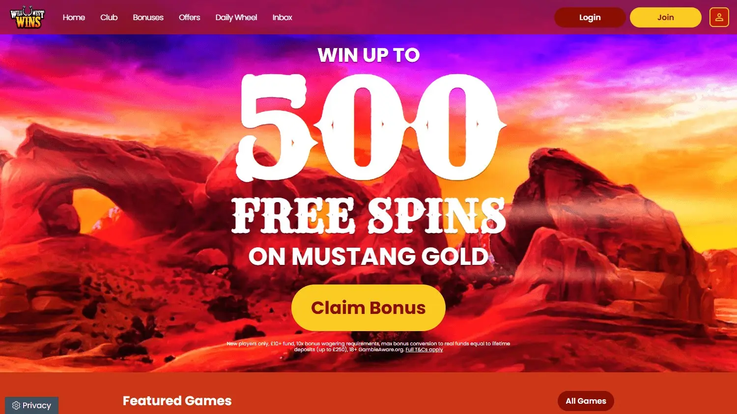 Wild West Wins homepage Wild West Wins sister site homepage