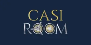 Casiroom Casino wordmark with gold lettering and a silver safe-door motif